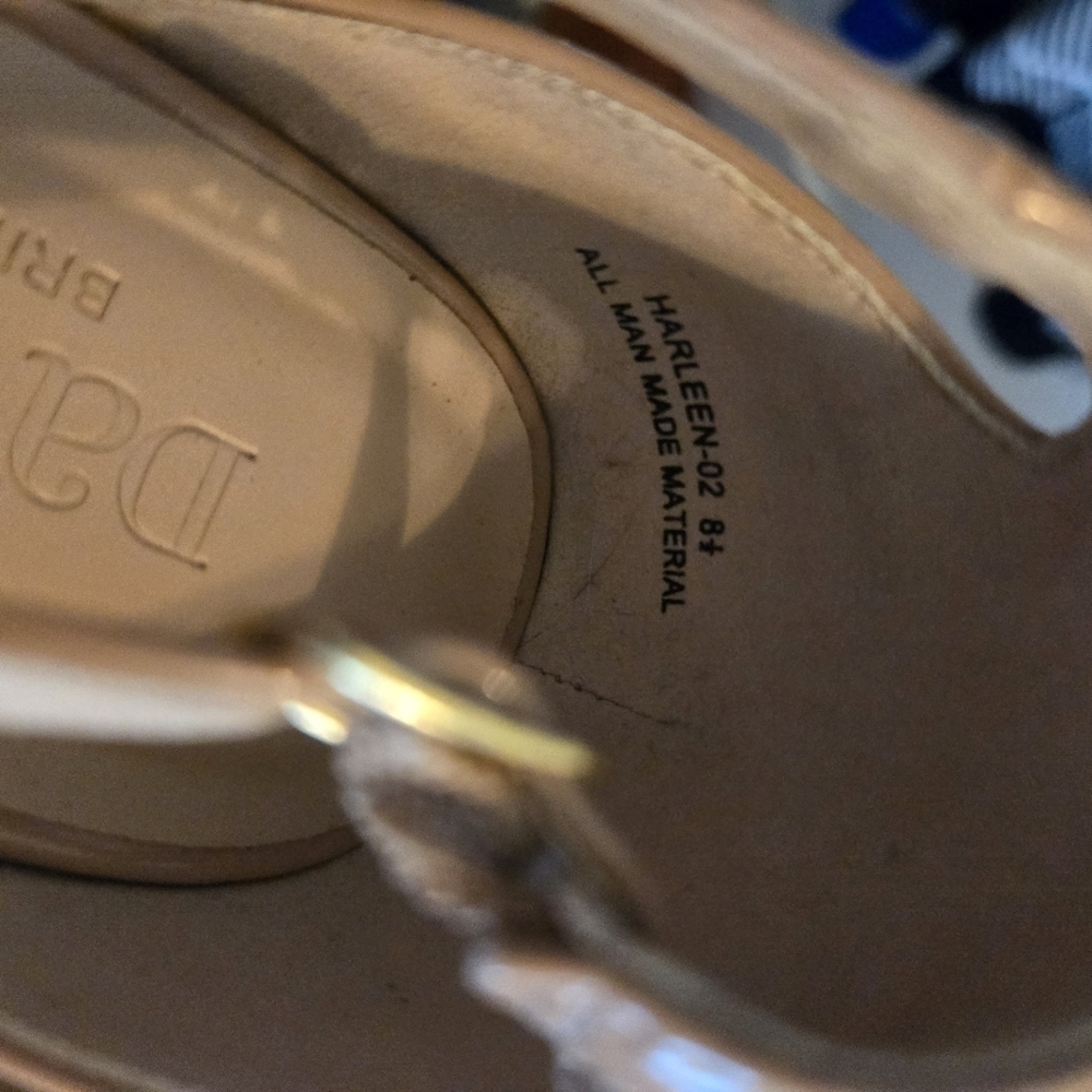 David's Bridal | Crisscross Strap High Heel Sandals Dress Shoes | Size 8.5, Nude - Picture 6 of 6